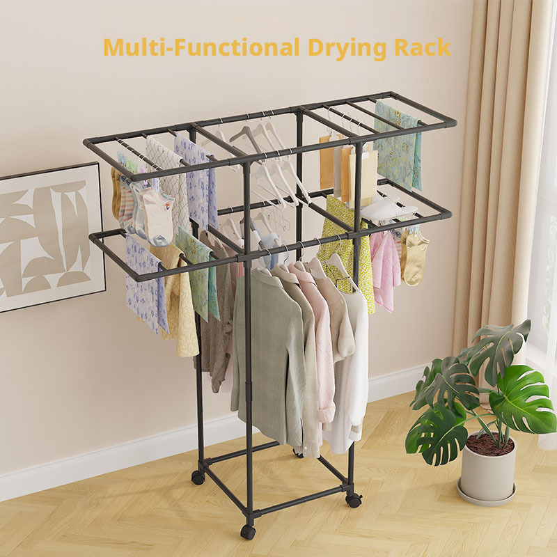 Coat Rack Standing - Stendibiancheria con Ruote, Appendiabiti da Terra
