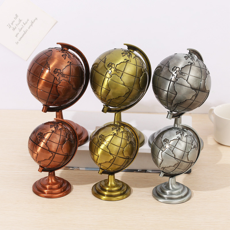 Office Furniture World - Figurina Globo Vintage in Lega, Ornamento
