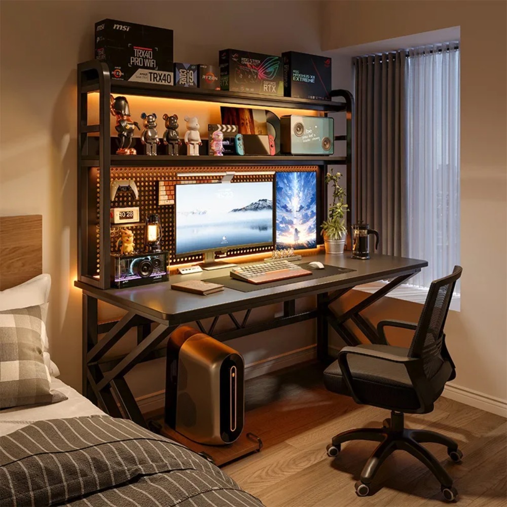 Office Furniture For Small Spaces - Scrivania da Gaming con Libreria e